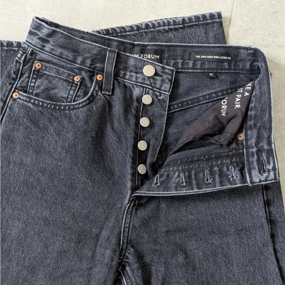 Denim Forum Aritzia Joni High Rise Loose Jeans Black Wash Size 26 30L - Picture 9 of 9